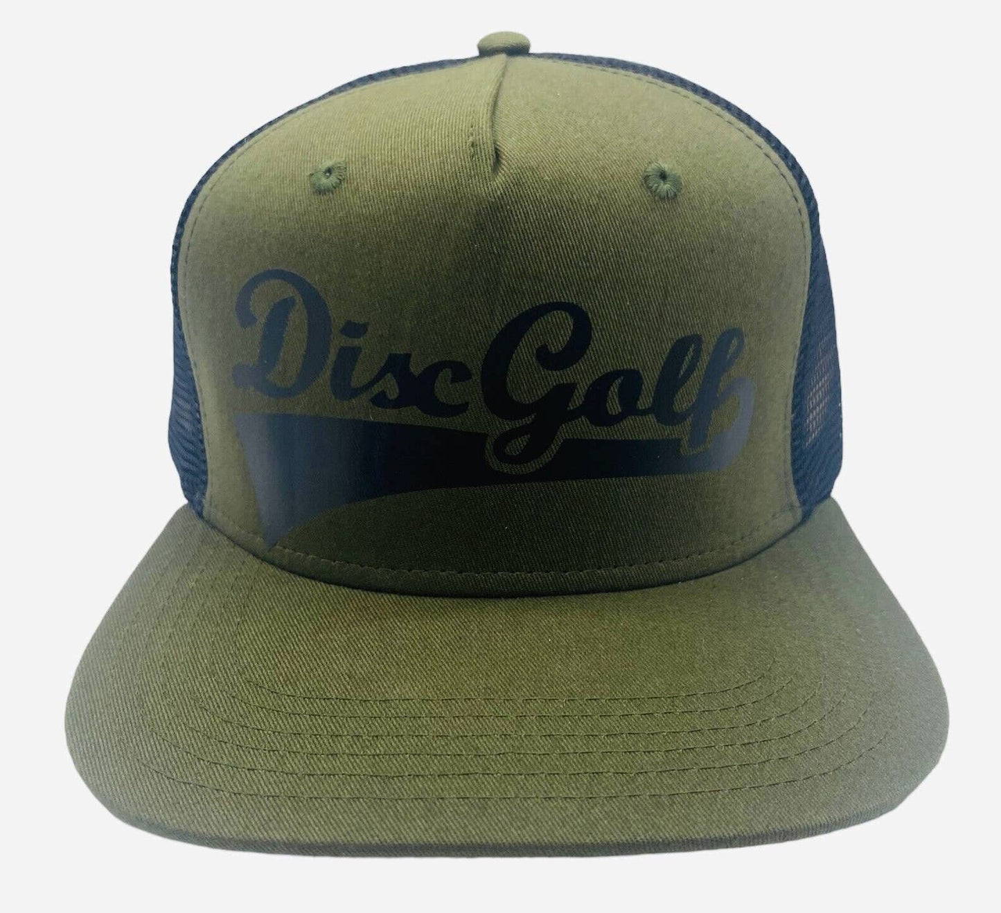 Disc Golf DISCGOLF BASEBALL Logo Hat Trucker Cap Snap Back ARMY Grn