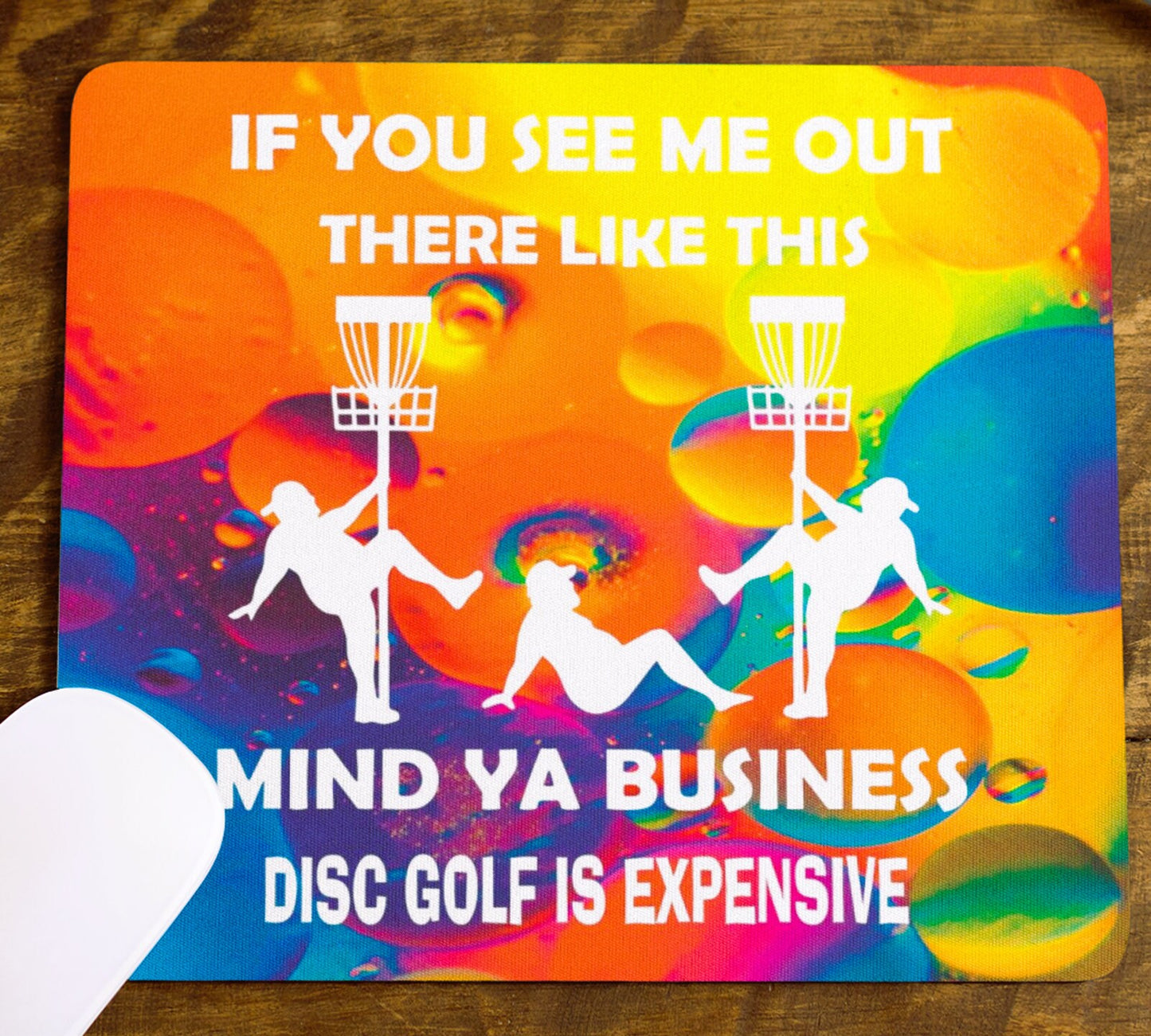 Disc Golf Funny Stripper Man PSYCHADELIC Mousepad Mouse Pad Computer Golf Gift