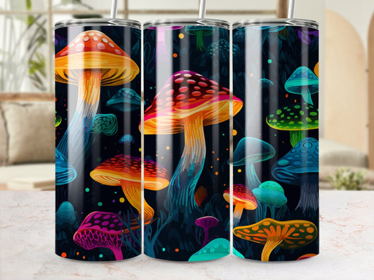 Luminous Mushrooms- 20oz Straight Skinny Tumbler Stainless Custom Drinkware Gift