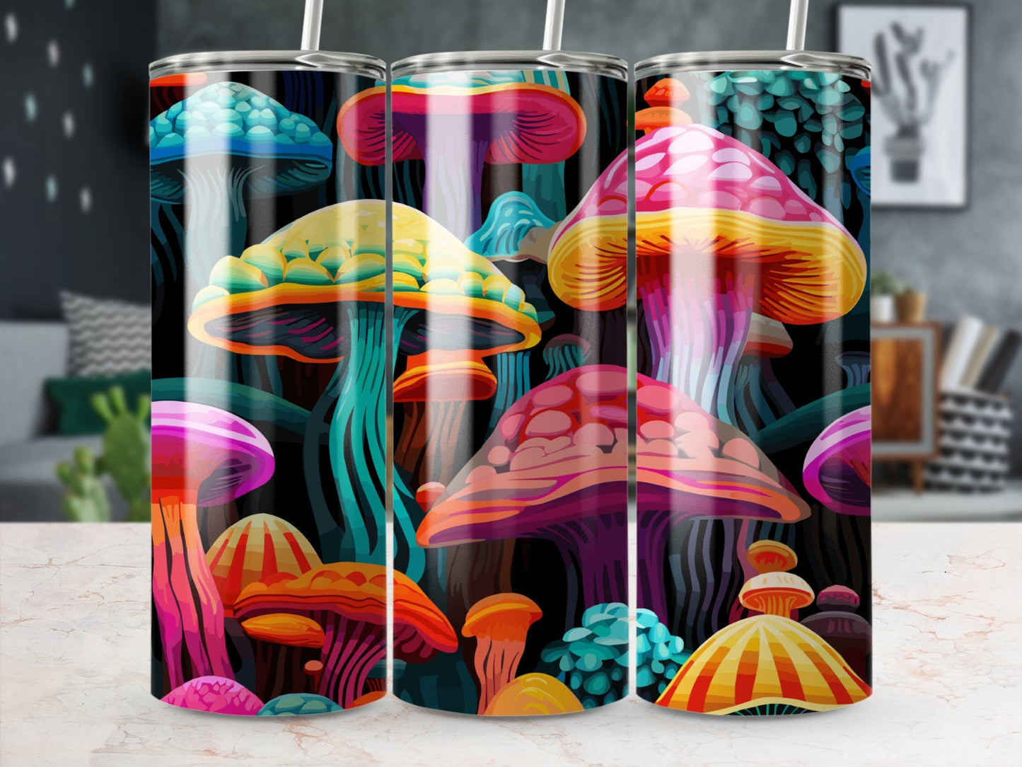 Psychedelic Mushrooms- 20oz Straight Skinny Tumbler Stainless Drinkware Gift