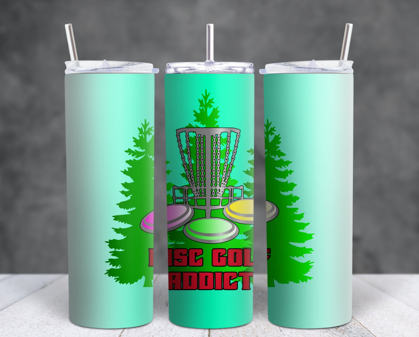 DISC Golf ADDICT Trees Basket Stainless Steel Custom 20oz Tumbler W/Lid & Straw