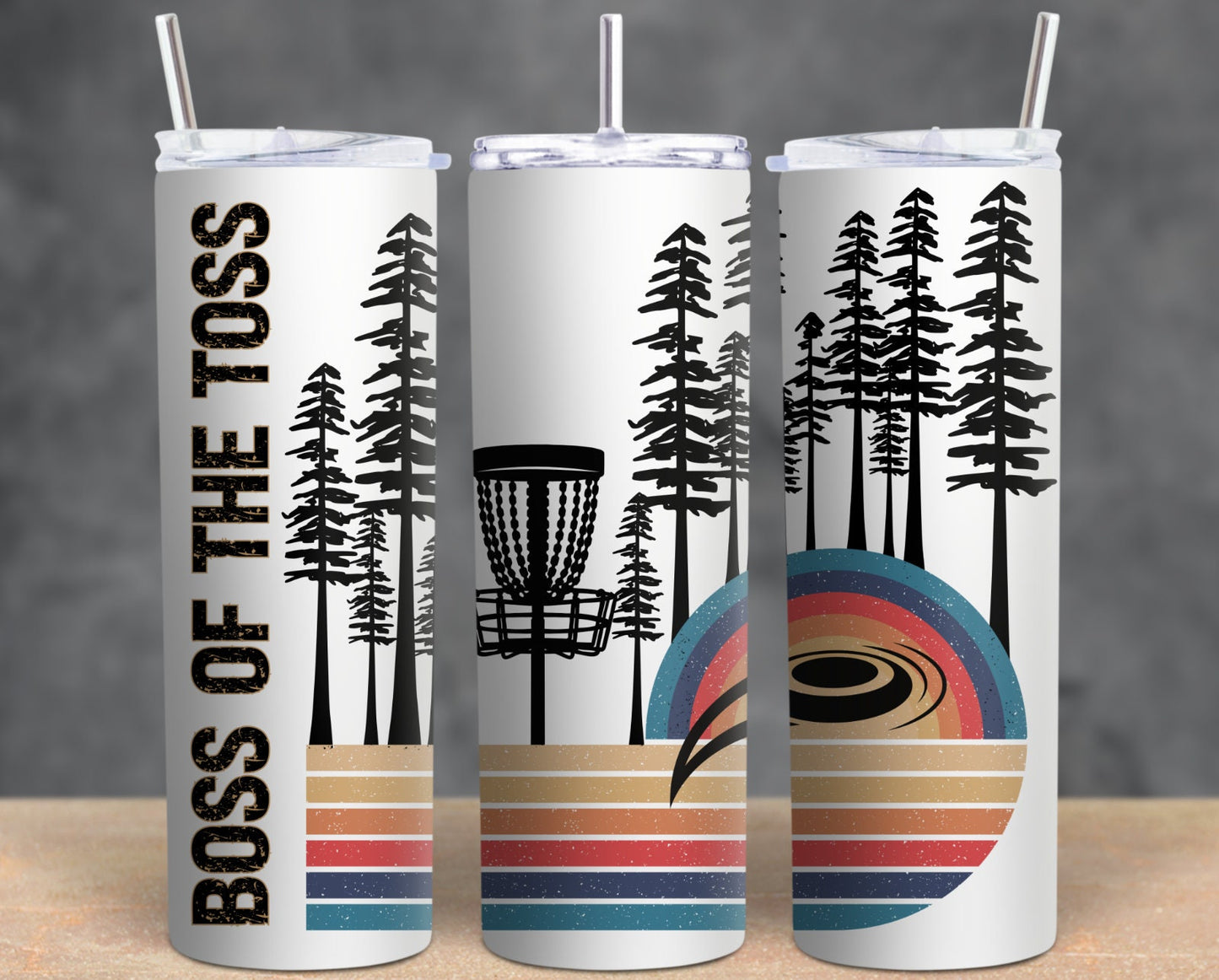 DISC Golf Toss BOSS Retro Stainless Steel Custom 20oz Tumbler W/Lid & Straw