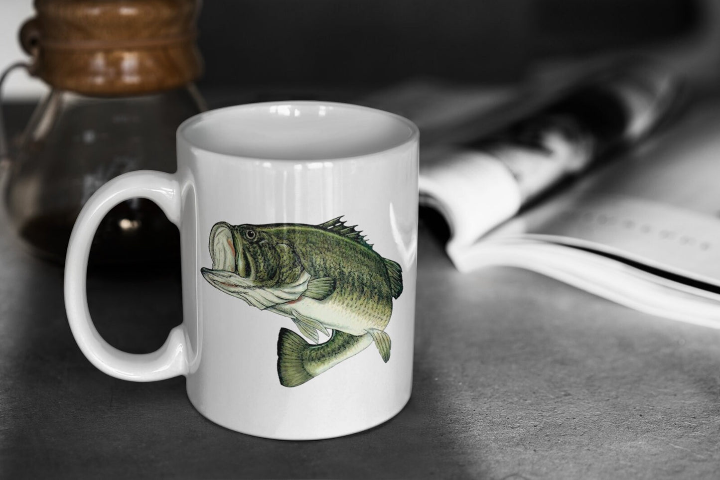 BASS FISH JUMPING Coffee Cup Novelty Mug Gift For Men Women