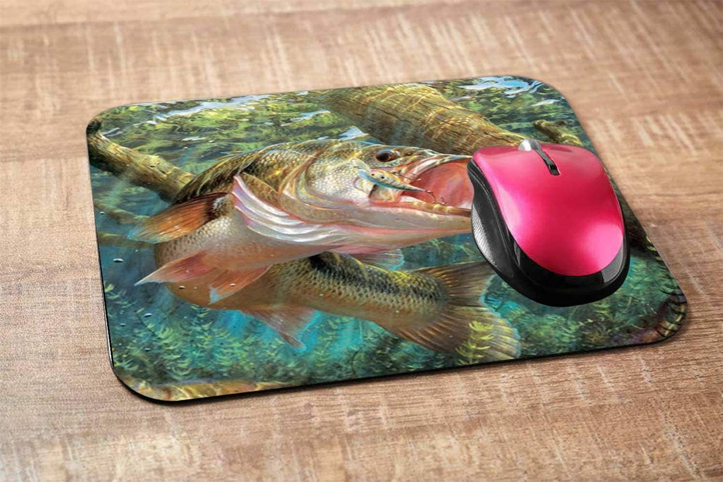 Fish Rectangle Computer Mousepad Bass Fish Jumping Hook Mouse Pad Mat