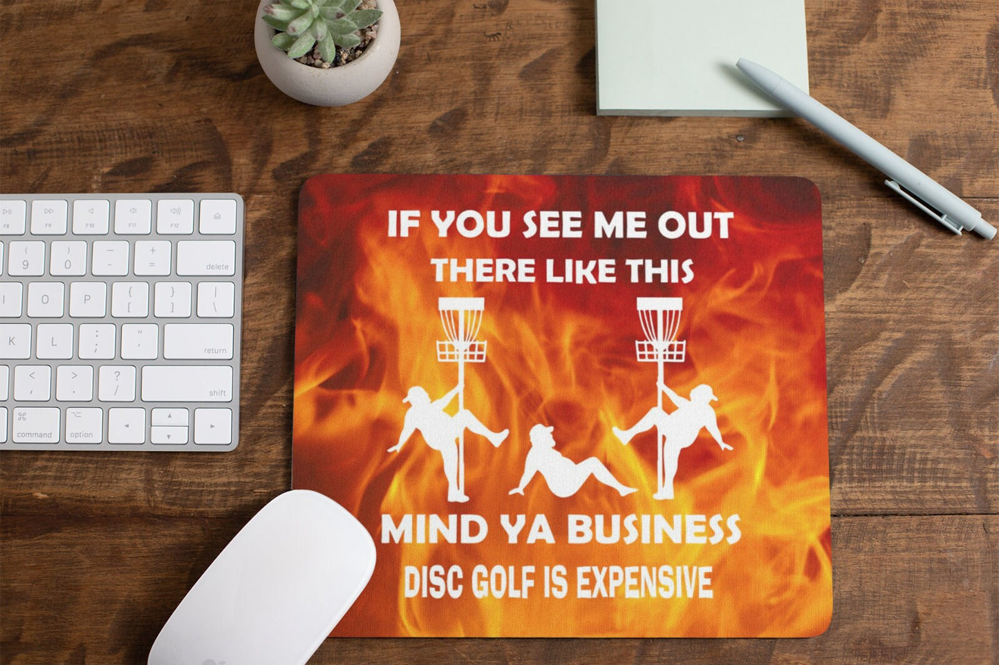 Disc Golf Funny Stripper Man FLAMING Mousepad Mouse Pad Computer Golf Gift