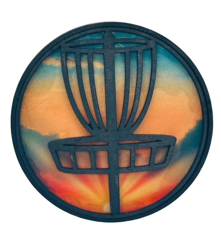 Disc Golf ORANGE SUNSET Car Air Freshener Laser Engraved Wood Vent Clip On