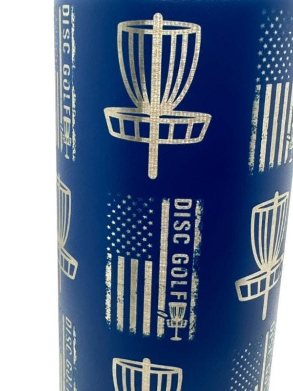 Disc Golf Laser Engraved Water Bottle Custom Patriotic Flag/Basket 32oz Polar Camel