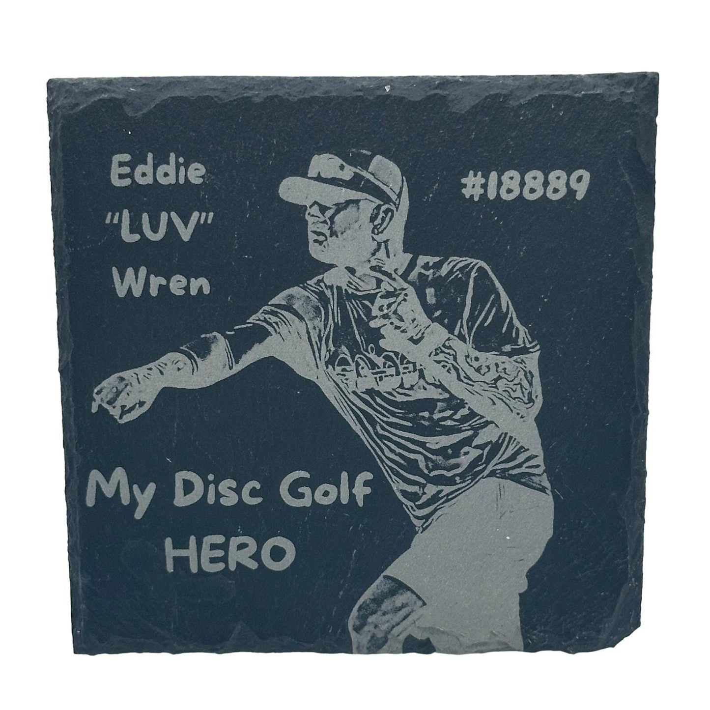 Disc Golf Laser Engraved Personalized Slate Coasters/Custom Photo Gift Set