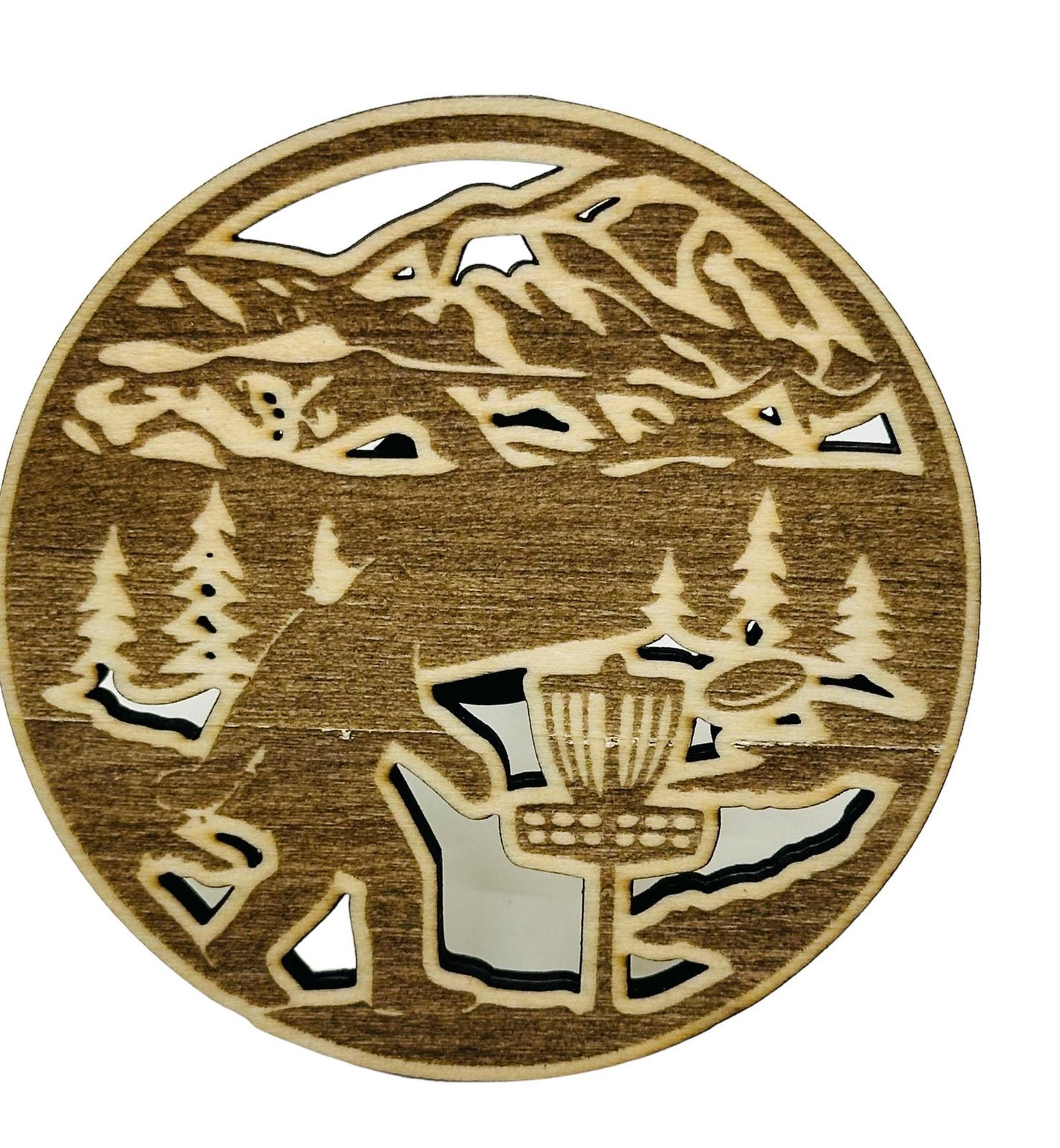 Disc Golf SASQUATCH SCENE Car Air Freshener Laser Engraved Wood Vent Clip On