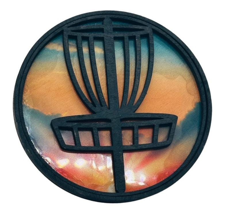 Disc Golf ORANGE SUNSET Car Air Freshener Laser Engraved Wood Vent Clip On