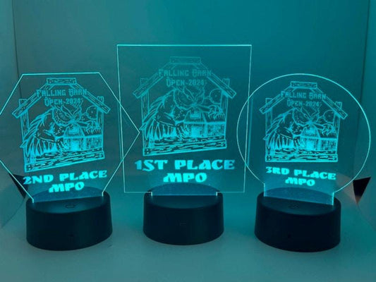 Custom Laser Engraved LED 3D Nightlight Disc Golf Trophy, Gift Trophies, Discgolf Gifts