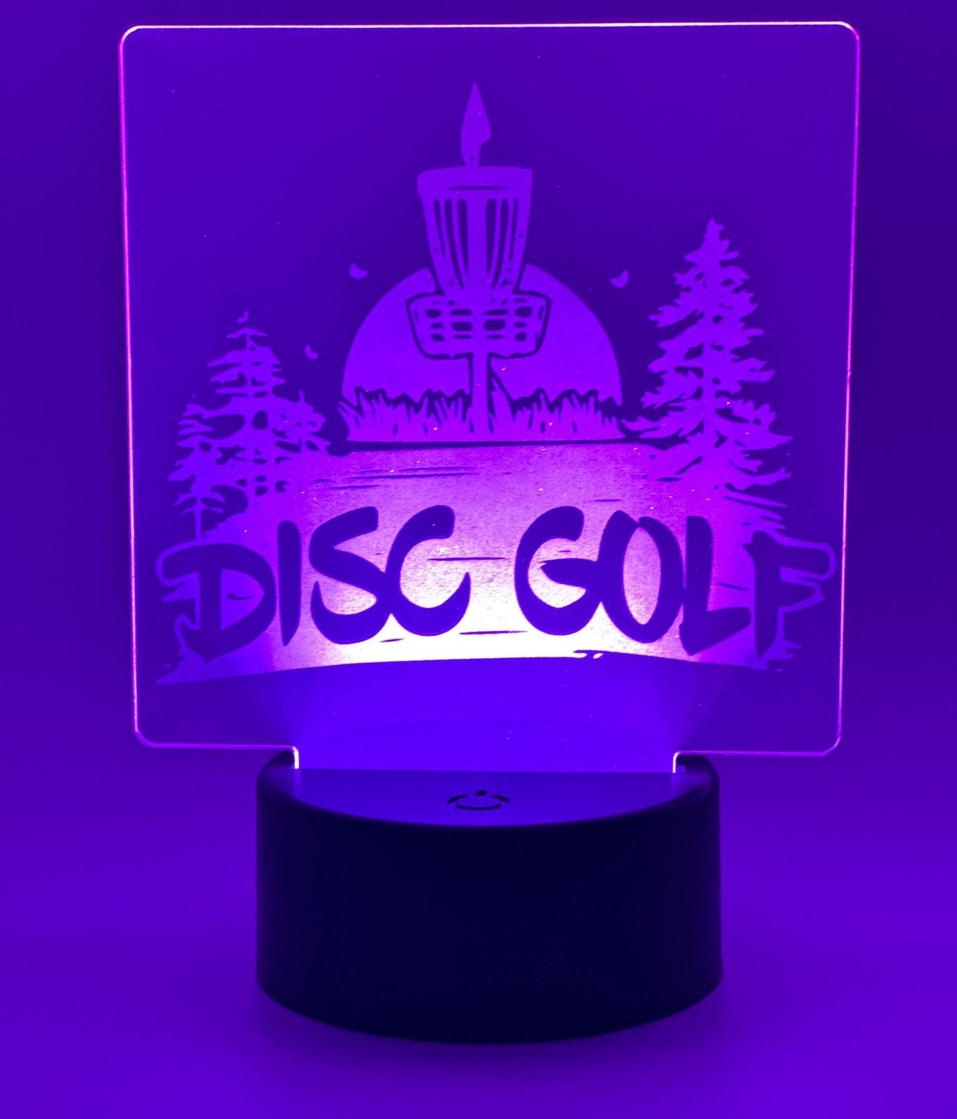 Disc Golf Laser Engraved LED light, Disc Golf Gift, Sport Gift, LED Night Light, Engraved Gift, Coach Gift, Player Gift