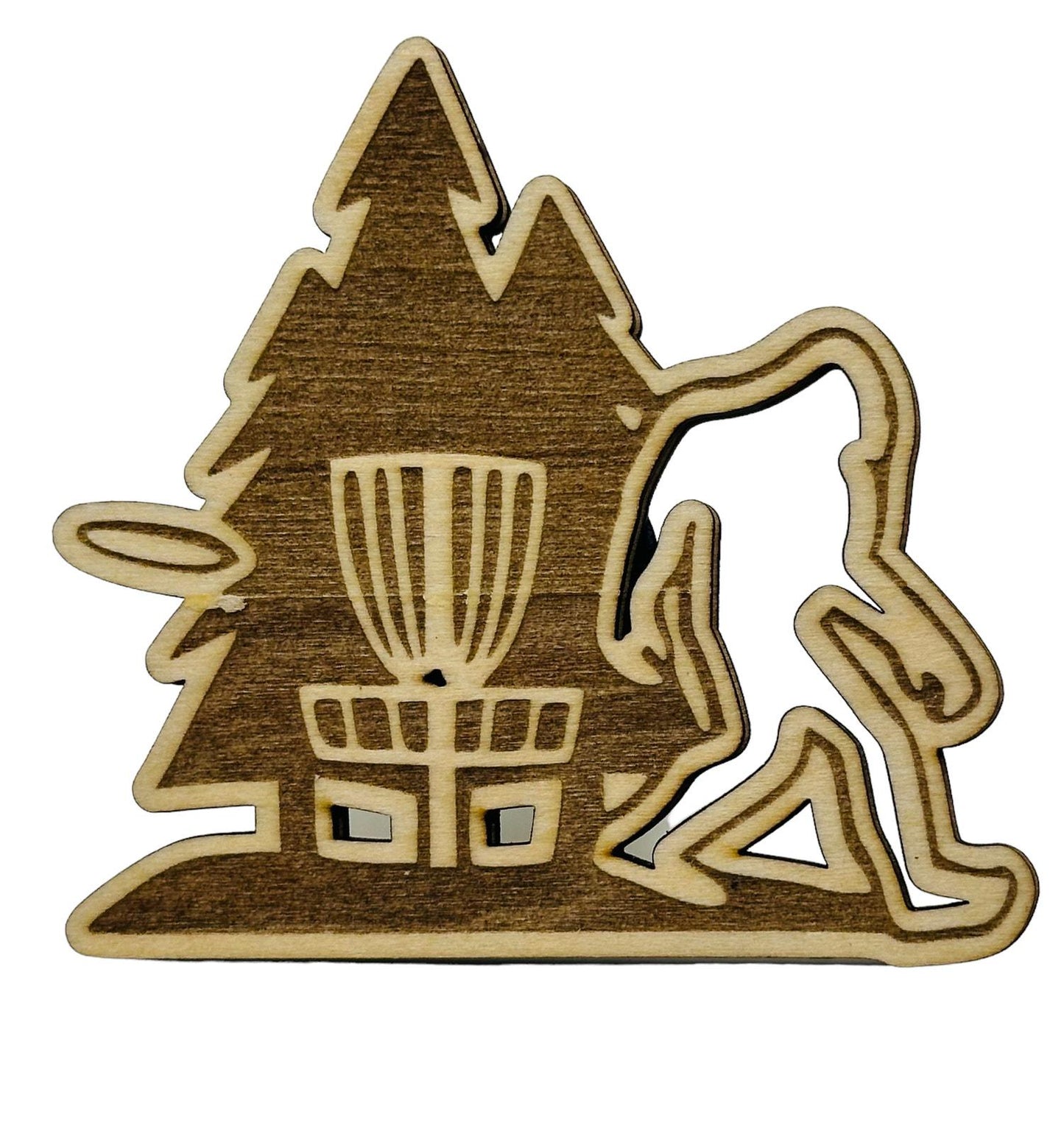 Disc Golf SASQUATCH TREE Car Air Freshener Laser Engraved Wood Vent Clip On