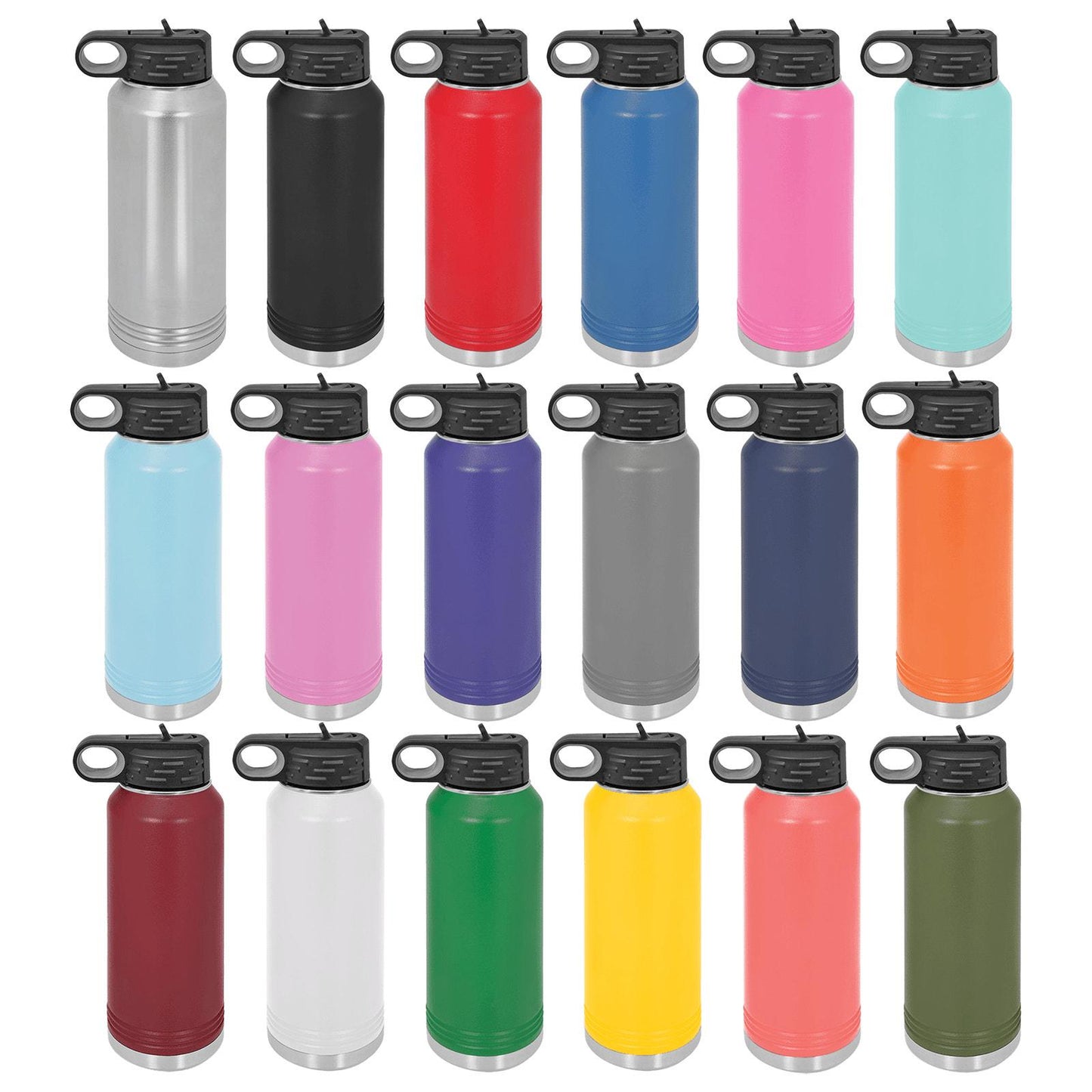 Disc Golf Laser Engraved Water Bottle Custom Disc Golf Baskets 32oz - Choose Color