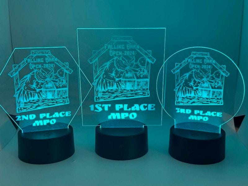 Custom Laser Engraved LED 3D Nightlight Disc Golf Trophy, Gift Trophies, Discgolf Gifts